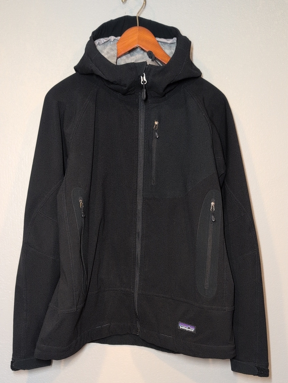 Patagonia Black Hooded Performance Jacket with Zip Pockets